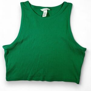 H&M green ribbed crop top women XL